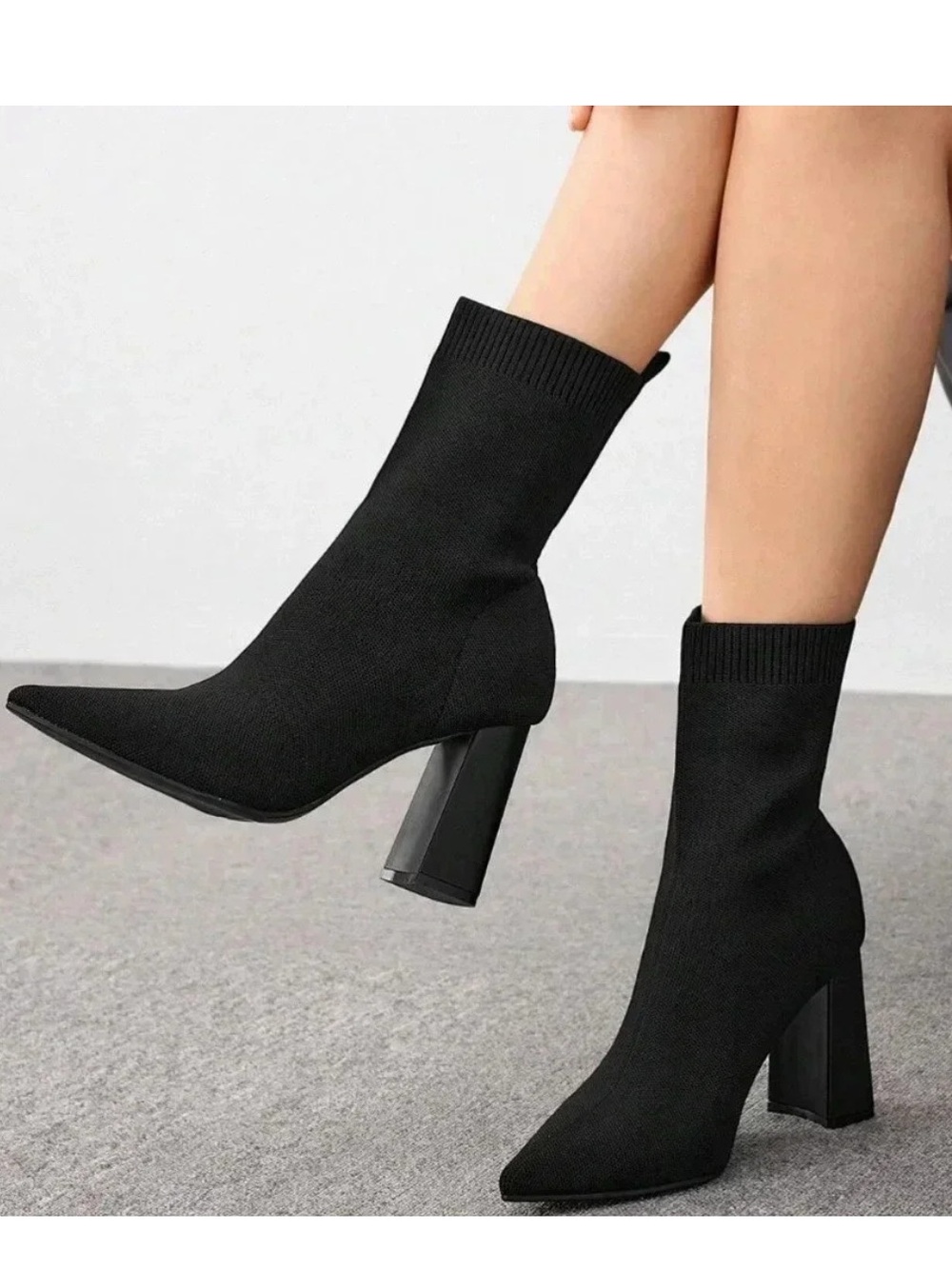 Cuccoo Knit Sock Booties Black Size 8 NWT